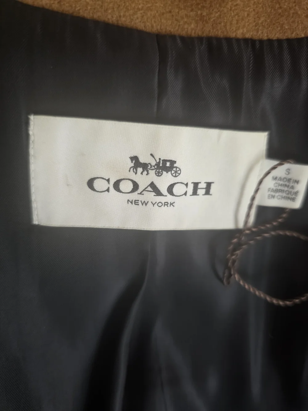 Coach Camel Double-Breasted Wool-Blend Trench Coat